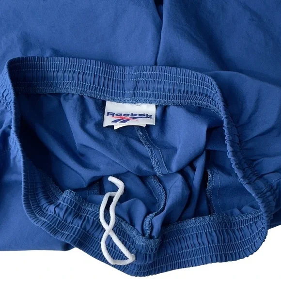Vintage Reebok Athletic Shorts Made in USA Pull On Drawstring Solid Blue | Sz M - Picture 5 of 9